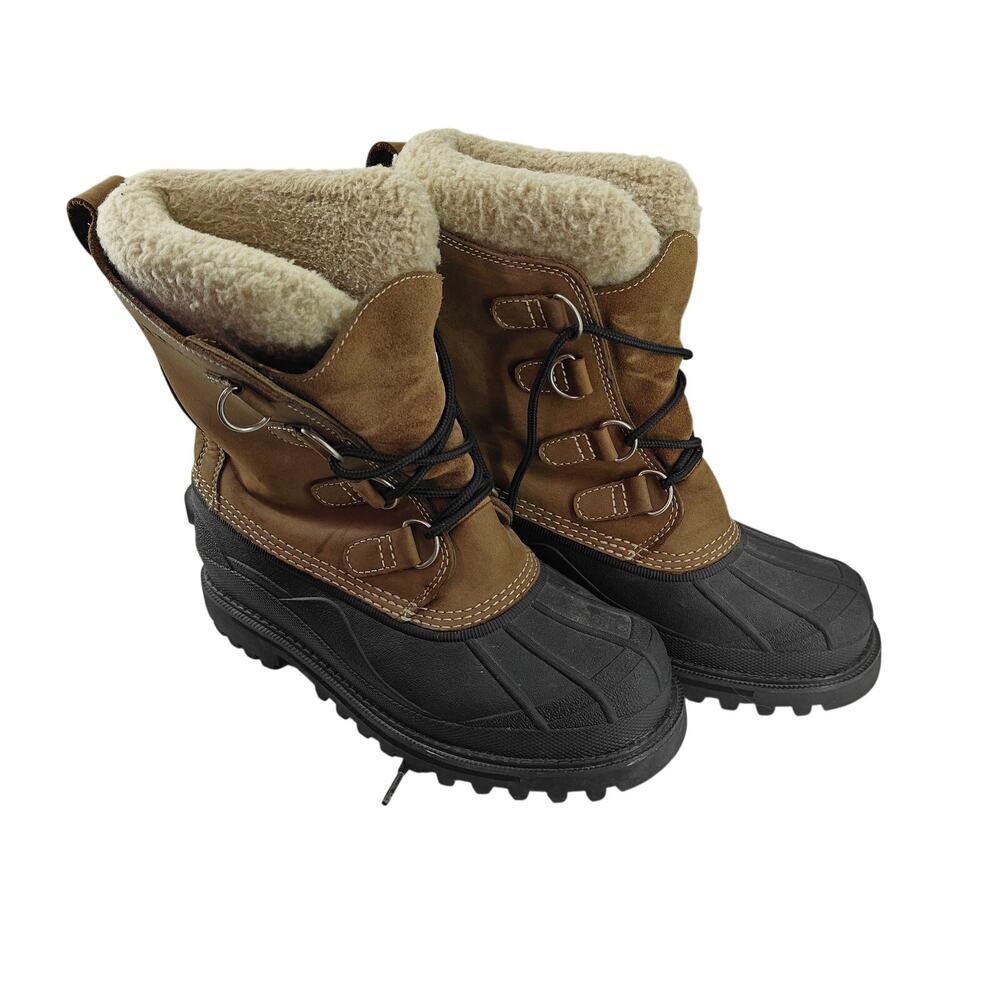 L.L.Bean Brown Suede Wool-Lined Sherpa Snow Winter Boots Womens 8